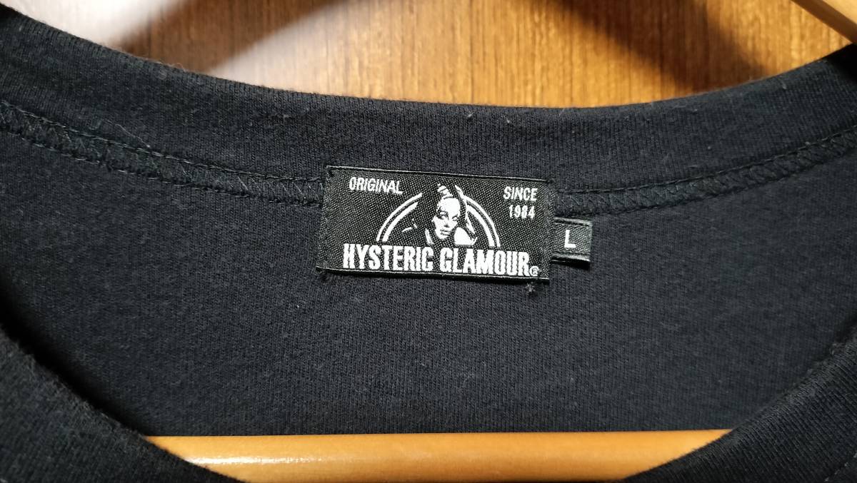 HYSTERIC GLAMOUR　ヒステリックグラマー　Tシャツ　メンズ　Lサイズ　バックプリント　胸ポケット　ブラック_画像4