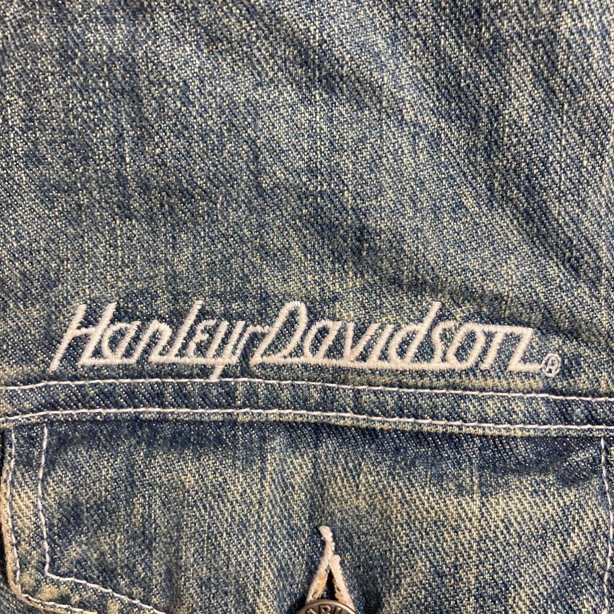 【USED】ビンテージ デニムジャケット Harley-Davidson 刺繍ジャケット ヴィンテージアイテム 時代物 希少品_画像3