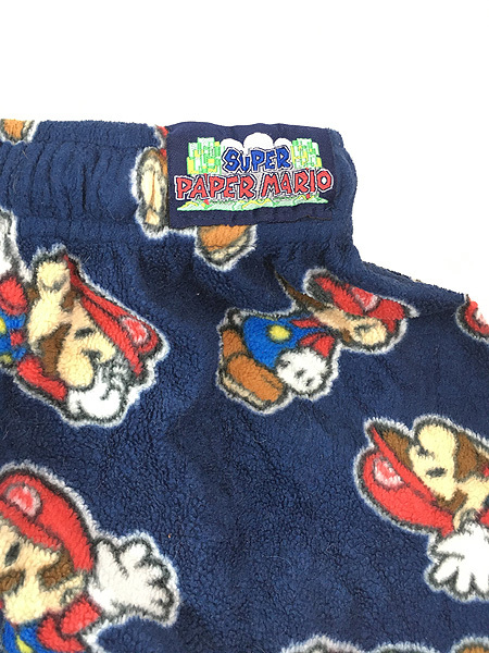 古着 Nintendo 任天堂 SUPER MARIO ペーパー マリオ ゲーム キャラクター フリース パジャマ パンツ M 古着_画像6
