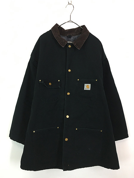 古着 90s Carhartt 裏地 ブランケット ブラック ダック ミシガンチョア カバーオール ジャケット 3XL位 古着_画像1