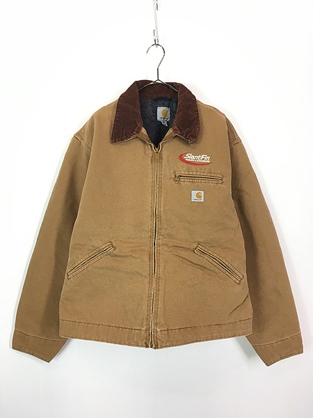 古着 Carhartt 裏地 ストライプ ブランケット ブラウン ダック デトロイト ジャケット XL 古着_画像1