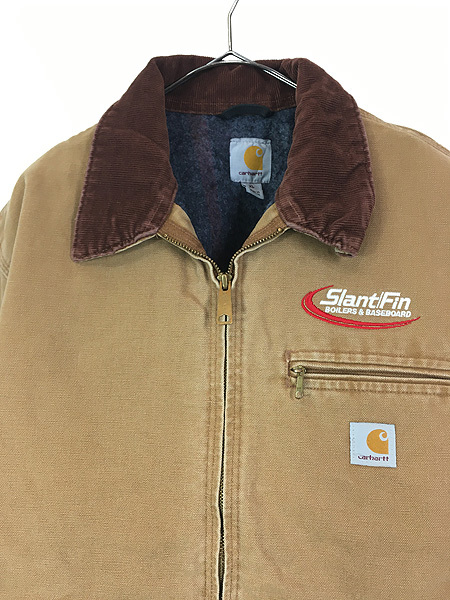 古着 Carhartt 裏地 ストライプ ブランケット ブラウン ダック デトロイト ジャケット XL 古着_画像2