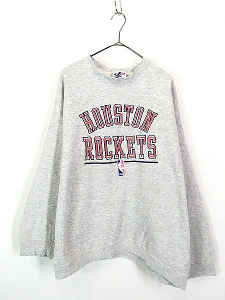 古着 90s USA製 NBA Houston Rockets ロケッツ 3段 刺しゅう スウェット トレーナー XL 古着_画像1