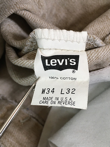 古着 90s USA製 Levi's 550-4824 オリジナル ベージュ カラー デニム パンツ ジーンズ テーパード W33 L31_画像8