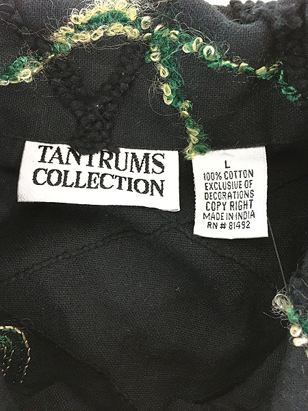 レディース 古着 90s TANTRUMS COLLECTION 花 フラワー 刺しゅう 3D インド コットン ジャケット L 古着_画像8