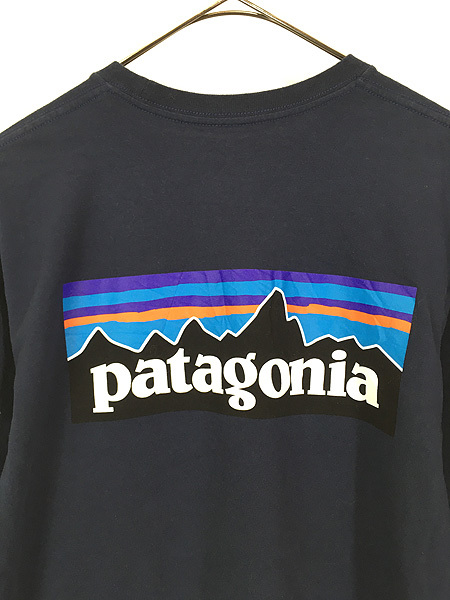 古着 19s Patagonia フィッツロイ プリント 長袖 Tシャツ ロンT 紺 M 古着の画像5