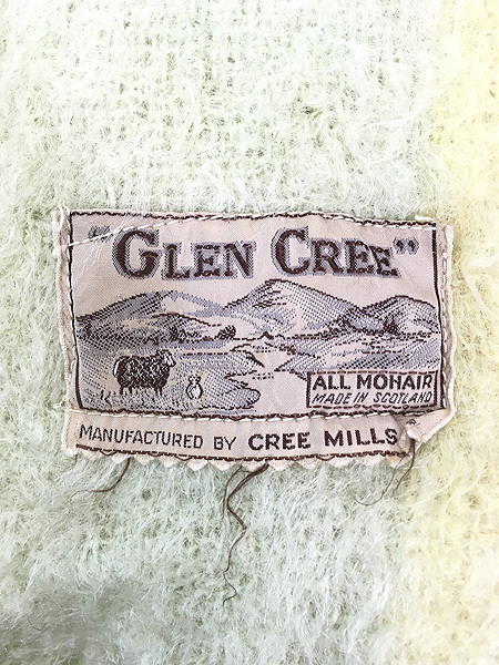  miscellaneous goods old clothes 60s Scotland made GLEN CREE pastel color check mo hair wool blanket fabric large size old clothes 