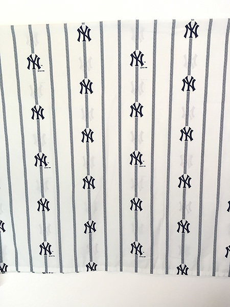 雑貨 古着 90s USA製 MLB New York Yankees ヤンキース ロゴ ストライプ ベッドシーツ カバー FULL 古着_画像2