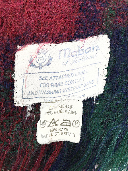  miscellaneous goods old clothes 60s UK made Maban tartan check mo hair wool blanket fabric medium size old clothes 