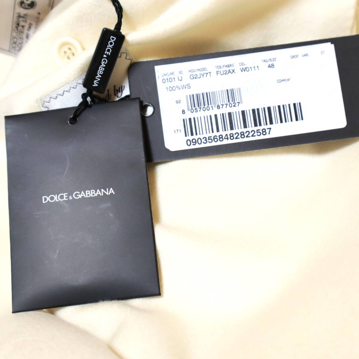 新品◎60万円「DOLCE＆GABBANA/ドルチェ＆ガッバーナ」手触り雲上級の極上カシミヤ100％ 激レアオフホワイトカラー ダブルジャケット 48_画像9