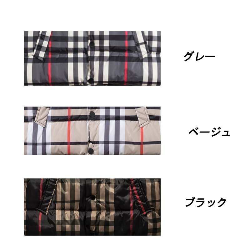 新品 チェック柄 ダウンベスト Plaid Down Vest　中綿 ベスト ベージュ系チェック サイズ 3XL【大きいサイズ】ビッグサイズ_他の色も出品しているので画像は共有です