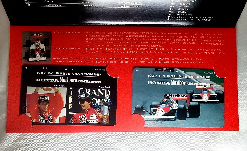  テレホンカード 2枚 アイルトン・セナ アラン・プロスト 1989 F-1 World Championship ホンダ マクラーレン マルボロの画像5