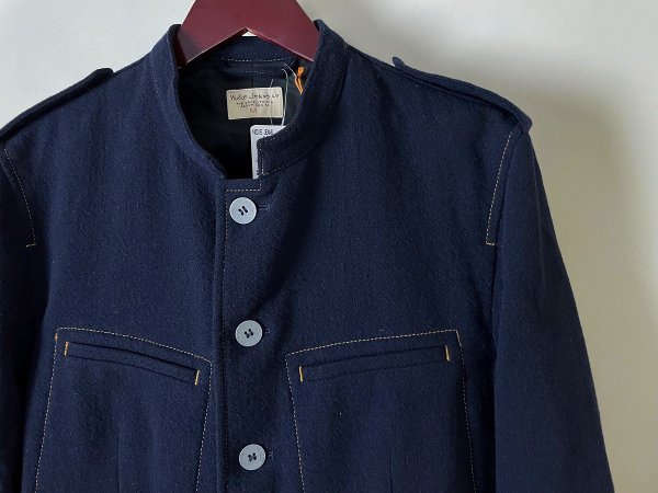 ★【新品 定価41,800円】リトアニア製 Nudie Jeans ヌーディー ジーンズ WERNER UNIFORM JACKET ワーナー ウール ナポレオン ジャケット M_画像3