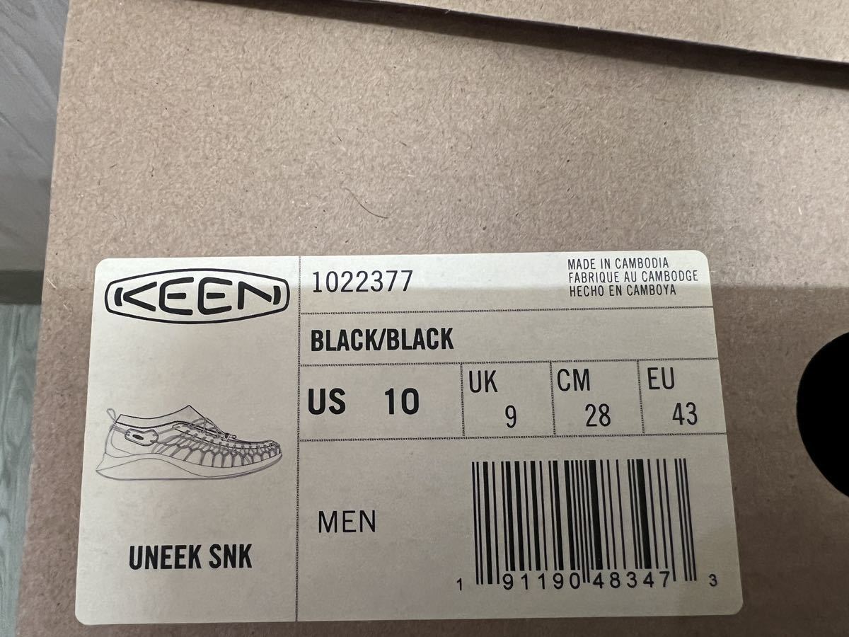 新品未使用品　KEEN　キーン　UNEEK SNK　ユニーク スニーク　1022377　BLACK/BLACK　US10/28.0 cm_画像9