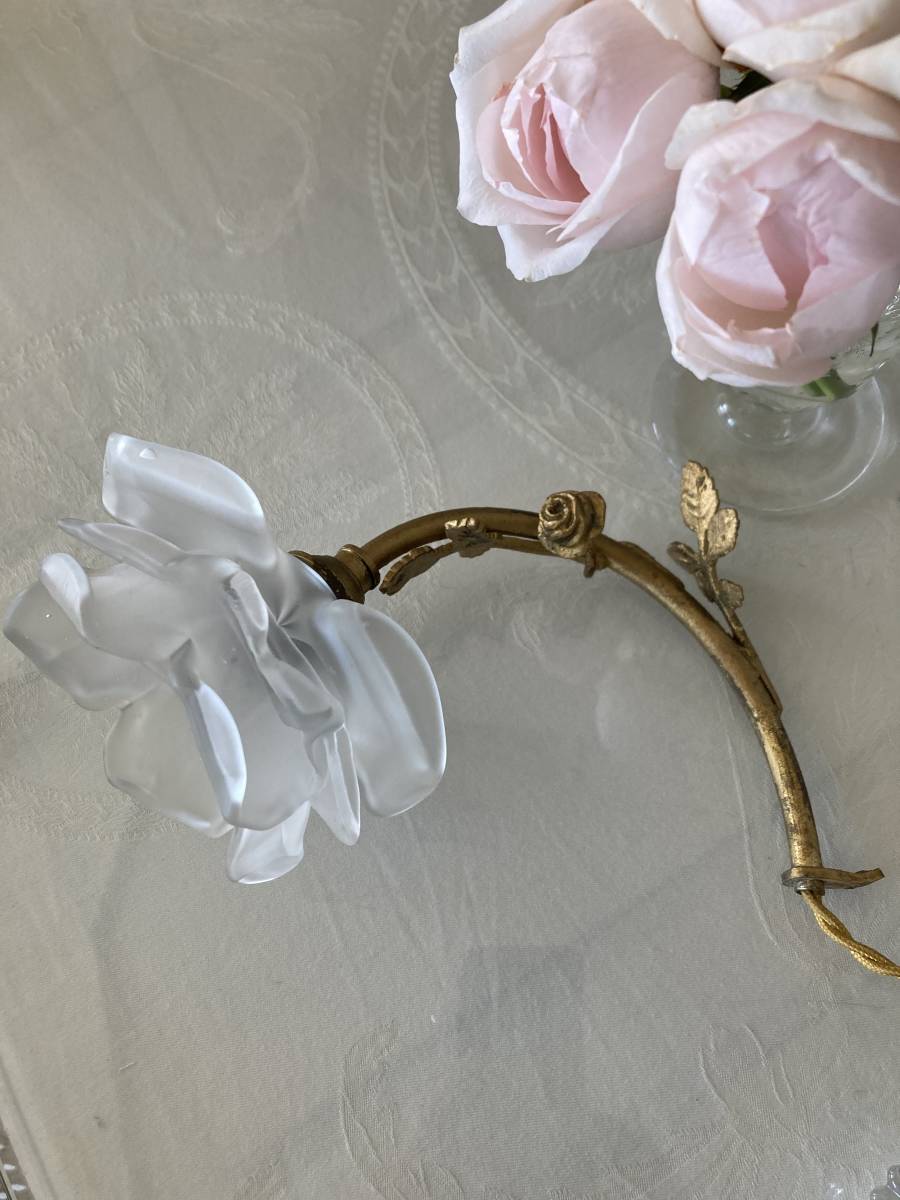 年末のプロモーション フランス アンティーク 照明器具 薔薇 ガラス