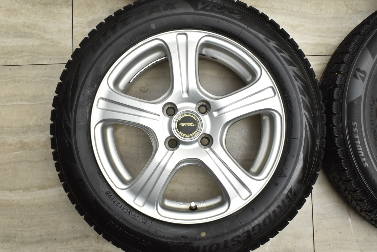 【アクア ヴィッツ等に】トップラン 15in 6J +45 PCD100 ブリヂストン ブリザック VRX2 175/65R15 ヤリス フィット キューブ スイフト_画像3