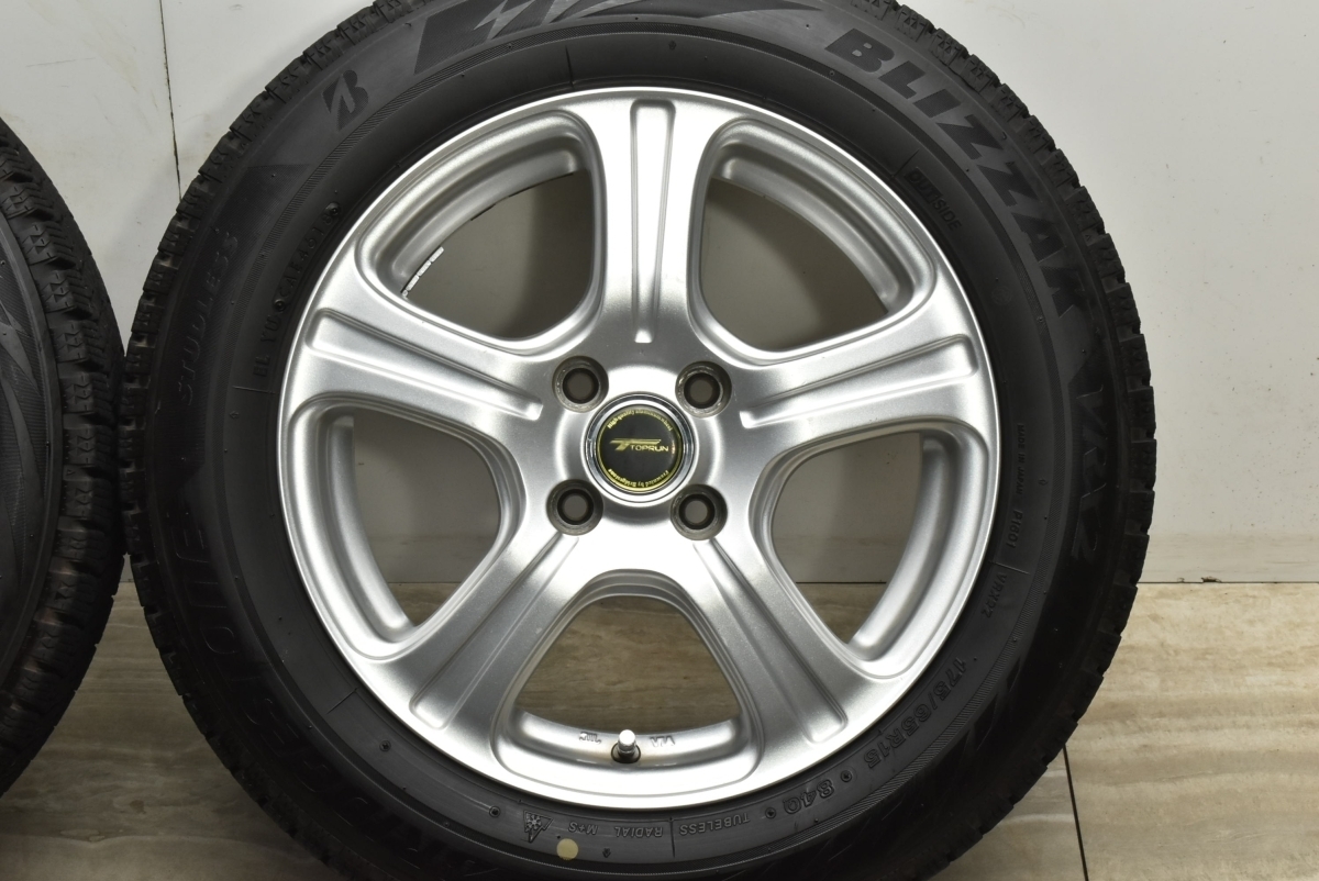 【アクア ヴィッツ等に】トップラン 15in 6J +45 PCD100 ブリヂストン ブリザック VRX2 175/65R15 ヤリス フィット キューブ スイフト_画像6