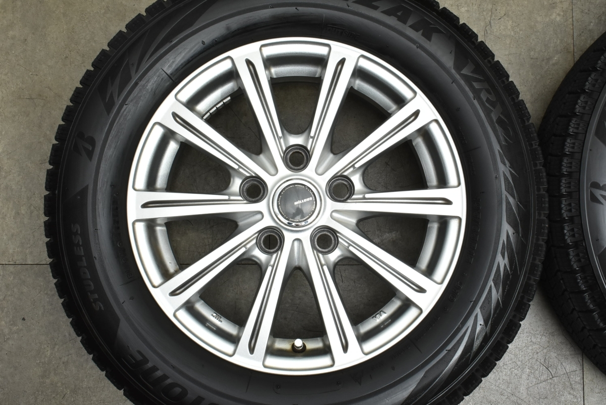 【バリ溝 美品】ミルアス 15in 6J +53 PCD114.3 ブリヂストン ブリザック VRX2 195/65R15 ノア ヴォクシー エスクァイア スタッドレス_画像3