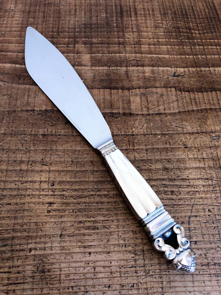 ジョージジェンセン・エコーン　純銀製 サービングナイフ　 26.8cm/GeorgJensen/Acorn/どんぐり/244