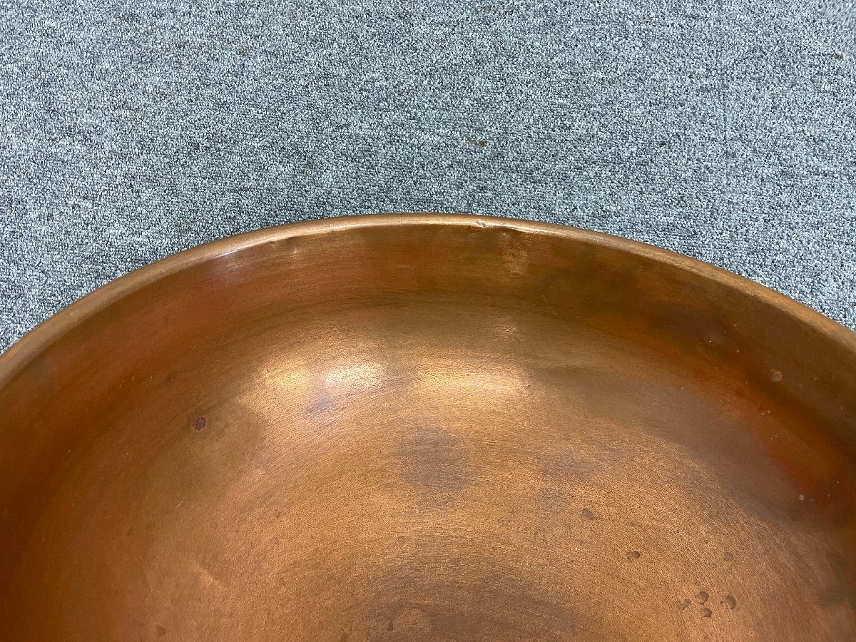 取っ手付 銅鍋 銅ボール さわり鍋 直径 約41.5cm 銅製 銅 両手鍋 ボウル 調理器具 業務用 厨房_画像4
