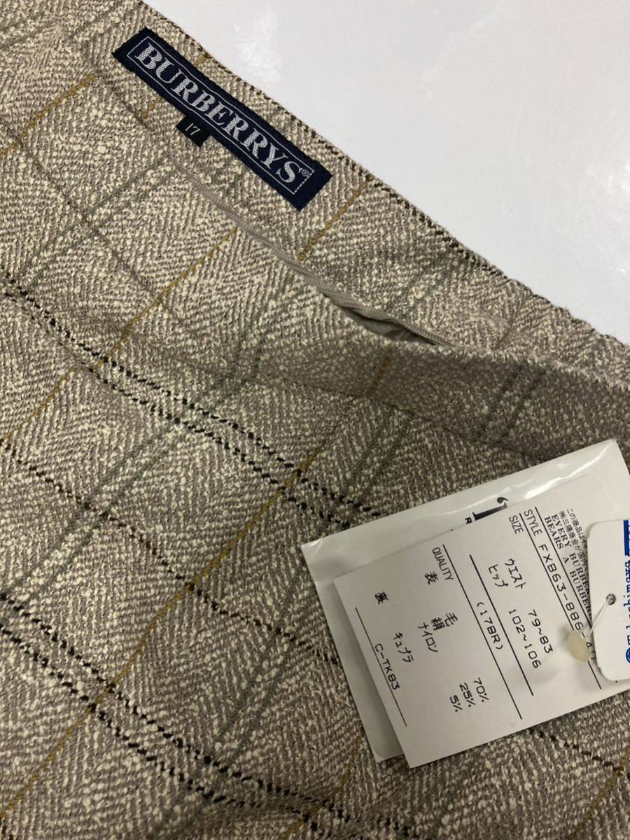 BURBERRY Burberry superior article! wool silk check suit 17 number beige skirt unused large size height island shop buy skirt set 