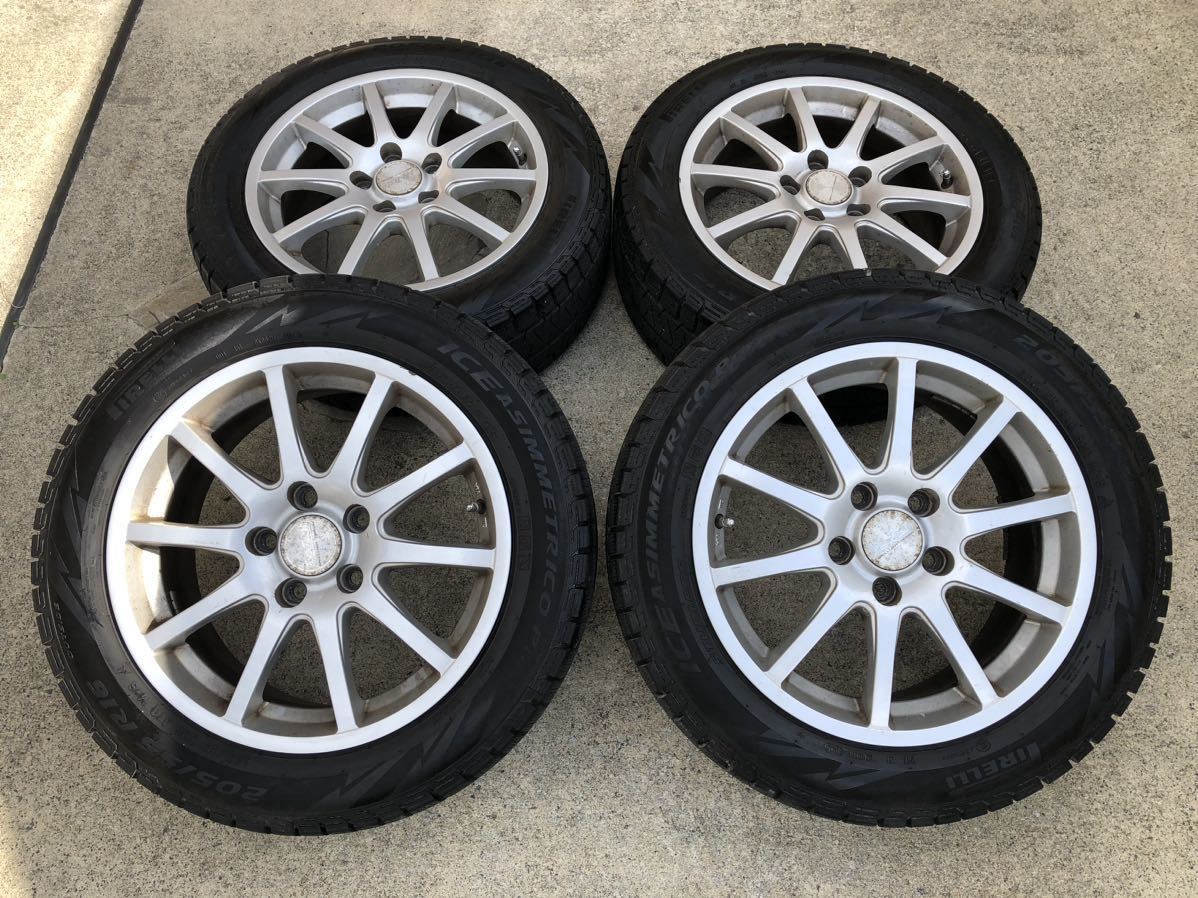 【バリ山】205/55R16 16インチ アルミ付き+47 6.5J 5穴 112 4本 バリ山 スタッドレスタイヤ ゴルフ Flo-Techフローテック_画像1