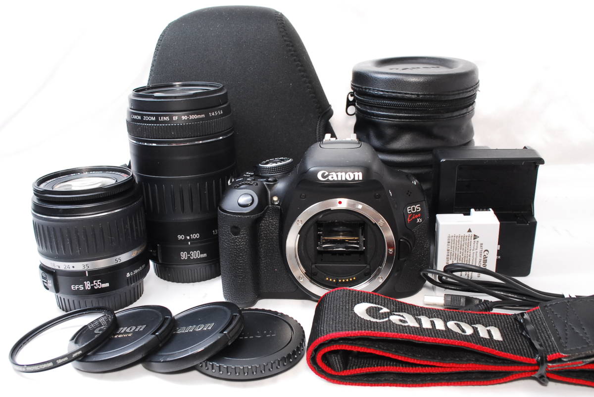 ★【新品級 超望遠スターターセット】Canon EOS Kiss X5 ★EF-S18-55 II USM EF90-300 ダブルレンズ バリアングル液晶搭載 動画撮影もOK