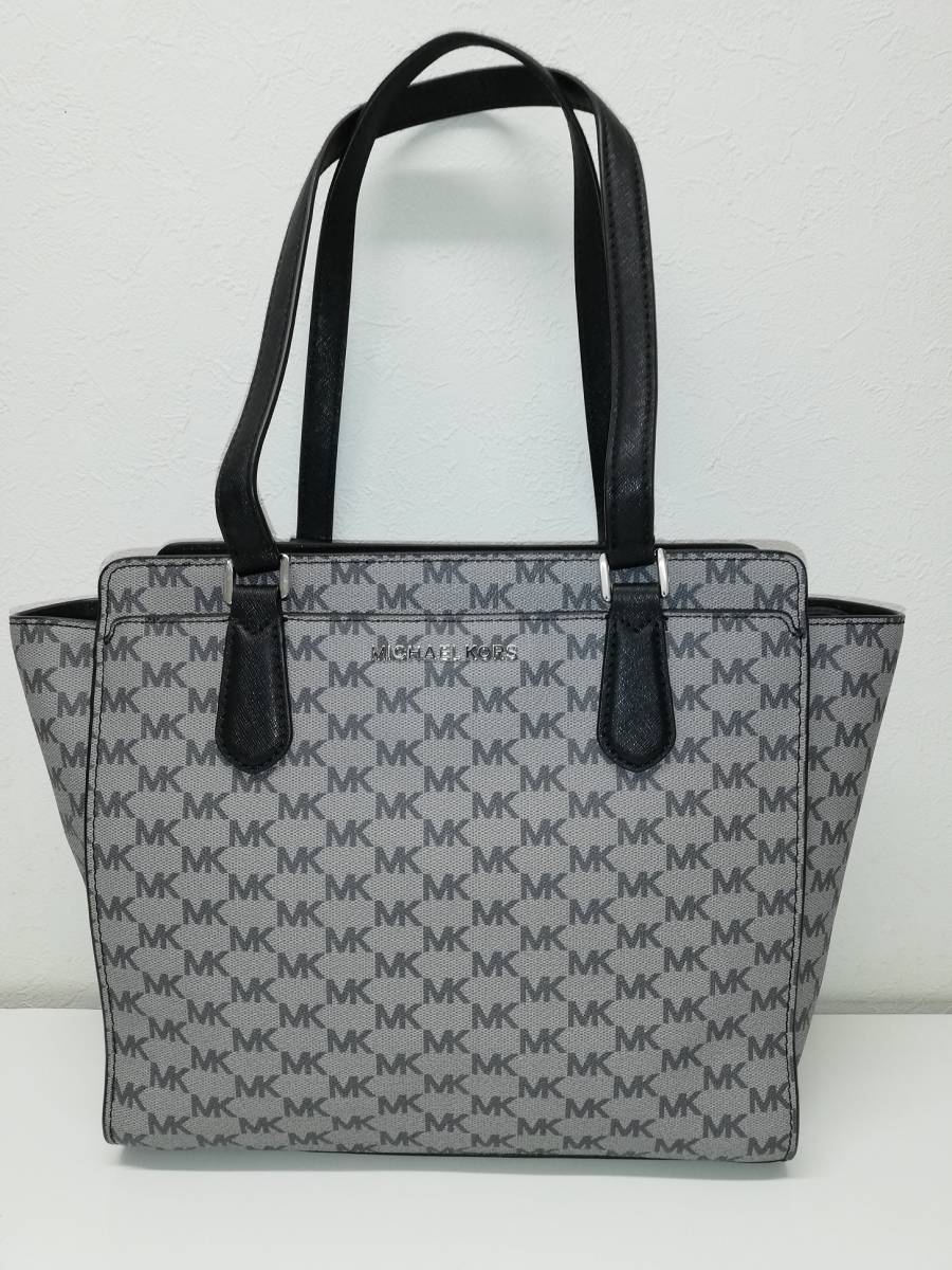 新品未使用！ マイケルコース トートバッグ ハンドバッグ MKシグネチャー柄 グレー/ブラック 灰黒 MICHAEL KORS_画像1