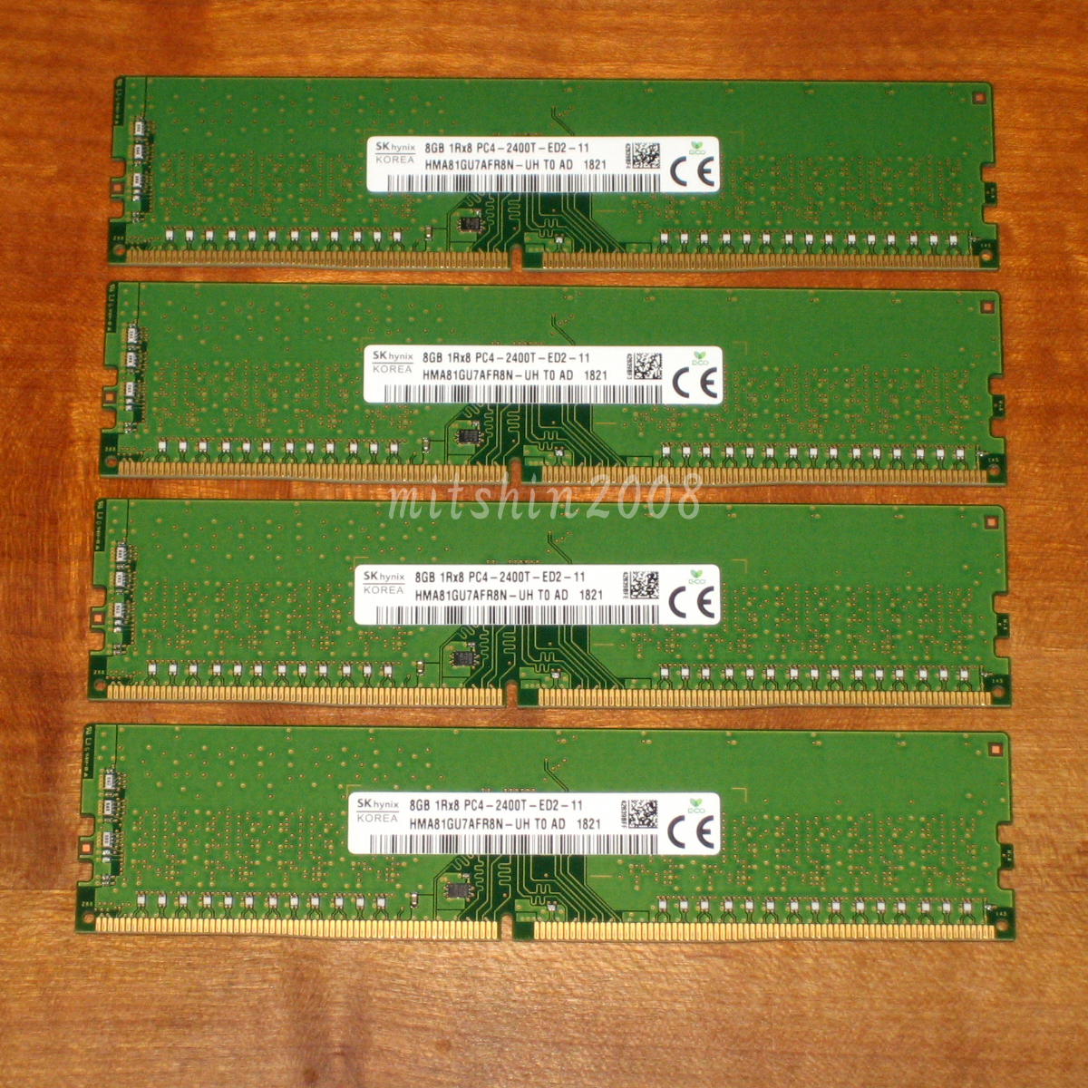 合計32GB(8GB×4枚) ECC Unbuffered DDR4-2400 Hynix PC4-2400T-ED2-11(PC4-19200)1Rx8 動作確認済 クリックポストなら送料185円[No.782]の画像2