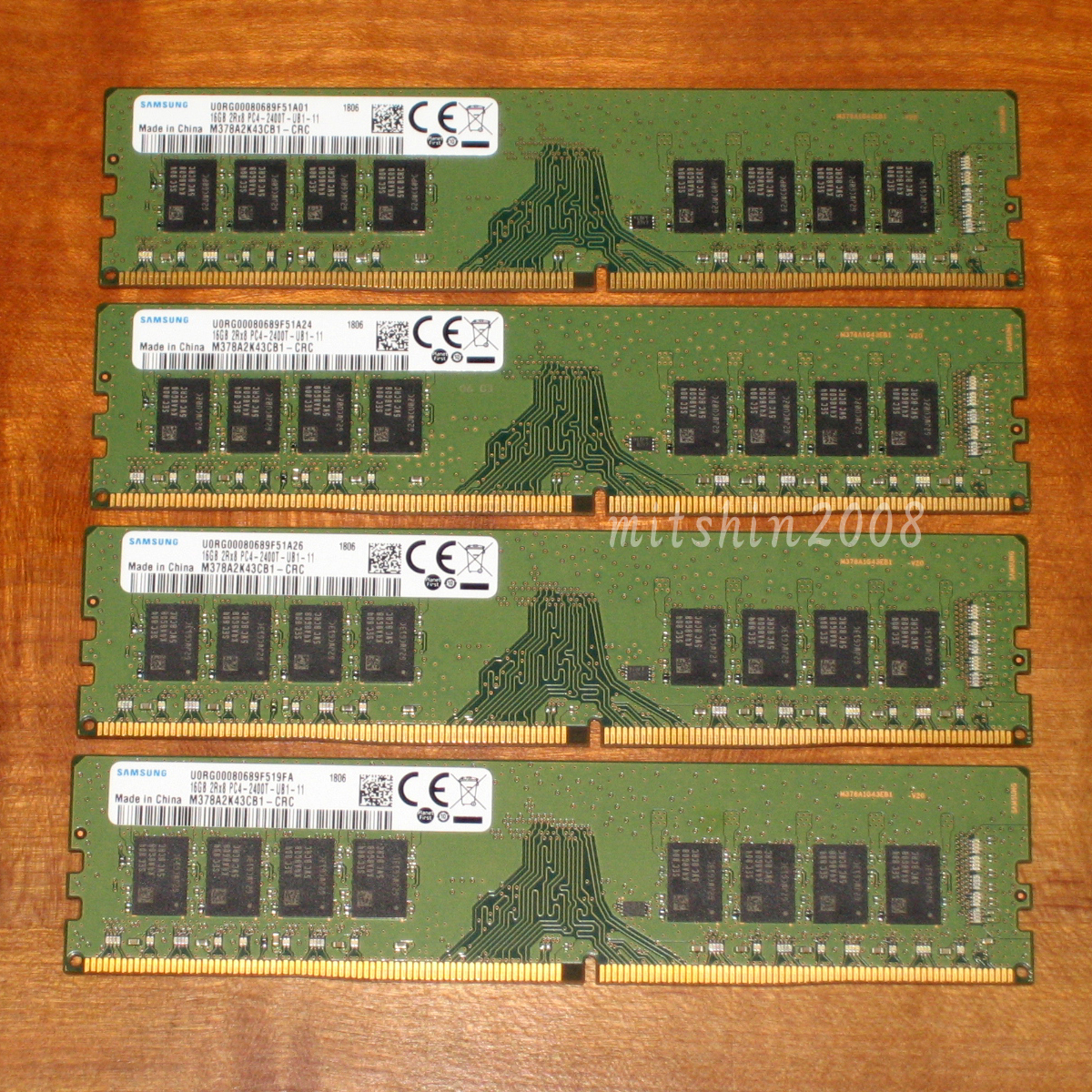 合計64GB(16GB×4枚) DDR4-2400 Samsung PC4-2400T-UB1-11 (PC4-19200) 2Rx8 動作確認済 クリックポストなら送料185円 [No.783]