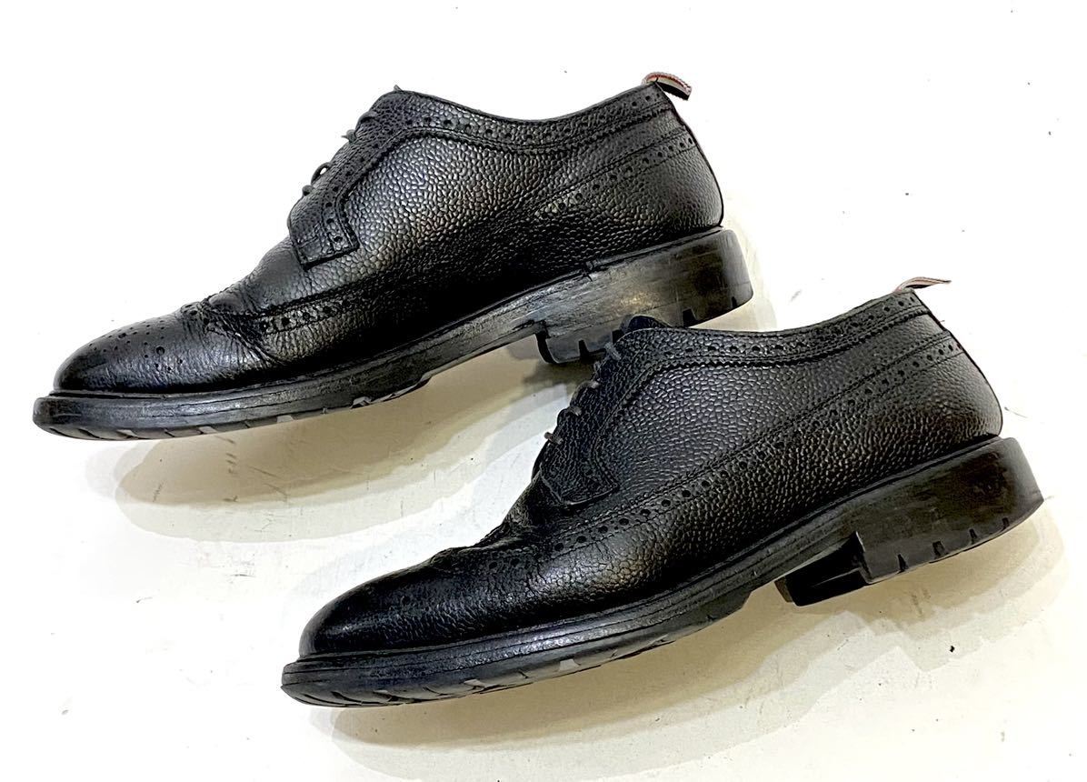 THOM BROWNE ウィングチップレザーシューズ トムブラウン 革靴 メダリオン ブローグシューズ ドレスshoes ビジネス ブラック US9 27cm_画像5