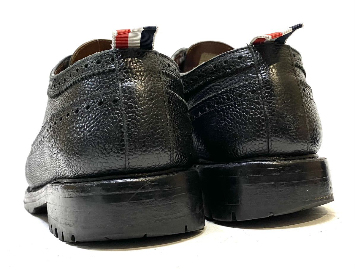 THOM BROWNE ウィングチップレザーシューズ トムブラウン 革靴 メダリオン ブローグシューズ ドレスshoes ビジネス ブラック US9 27cm_画像6