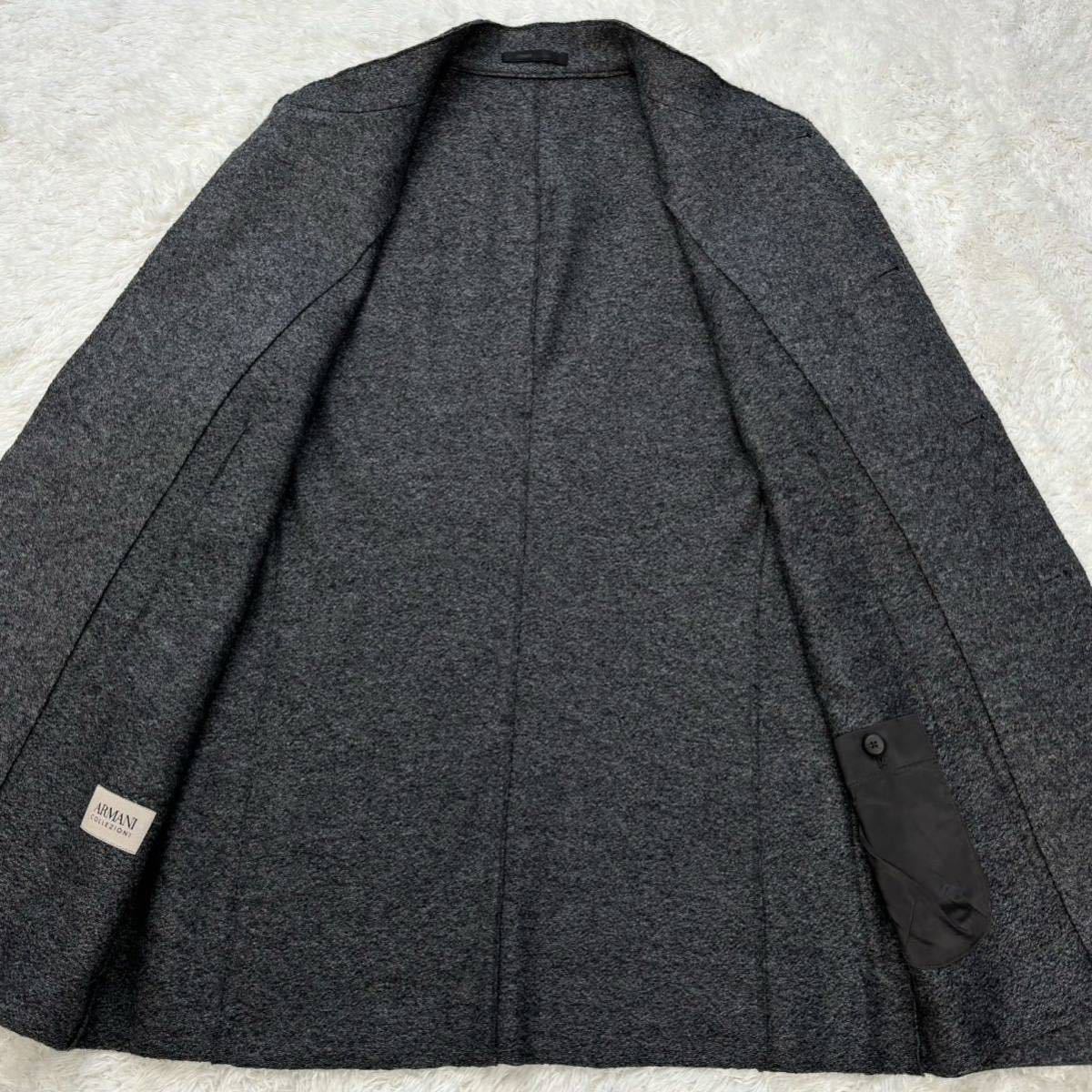 アルマーニコレツィオーニ/希少50(XL位)極美品◎ARMANI COLLEZIONI マオカラージャケット ハーフコート ブルゾン ウール グレー メンズ_画像5