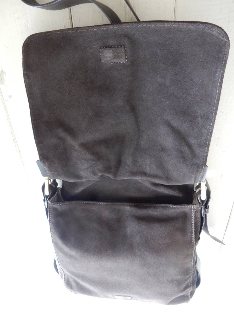  натуральный кожа *DKNY( Donna Karan )B5 соответствует * замша * сумка на плечо темно-коричневый 