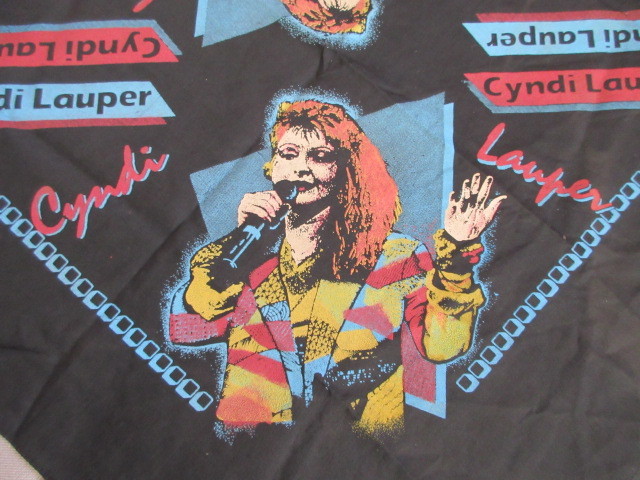 USA製 ビンテージ ８０S シンディー ローパー CYNDI LAUPER バンダナ Bandanna 新品 DEADSTOCK デッドストック VINTAGE ロックＴ バンドＴ_画像2