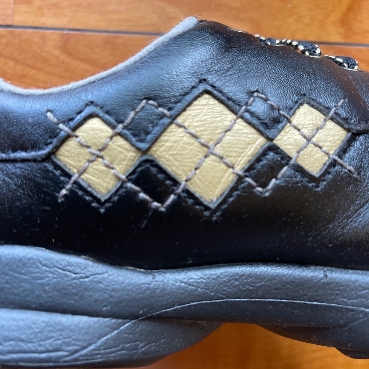  бесплатная доставка FootJoy GOLF foot Joy WOMENS шиповки обувь водонепроницаемый искусственная кожа INSOLEksho человек gBlackGolda-ga il рисунок шнур ( сильно сниженная цена 24.5cm) б/у товар 