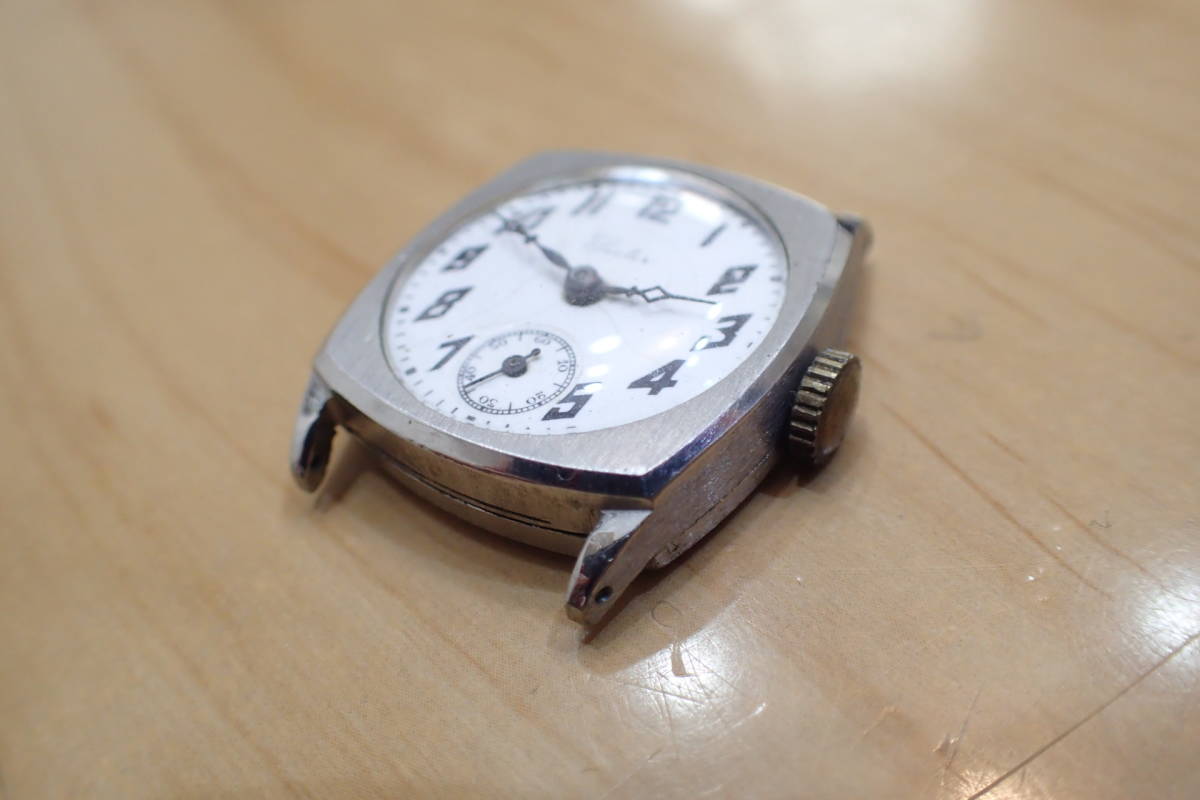 時計店在庫 リスター/lister ◆琺瑯製文字盤 スクエア アンティーク手巻き腕時計_画像8