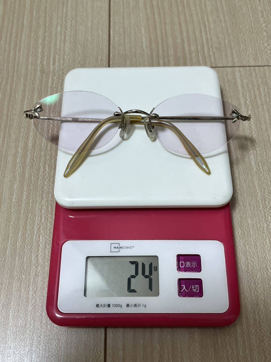 眼鏡 メガネ フレーム K14 刻印 レンズ度入り 約24g 日本製 K14WG ゴールド 金 14金 54□18-135 MIZ_画像2