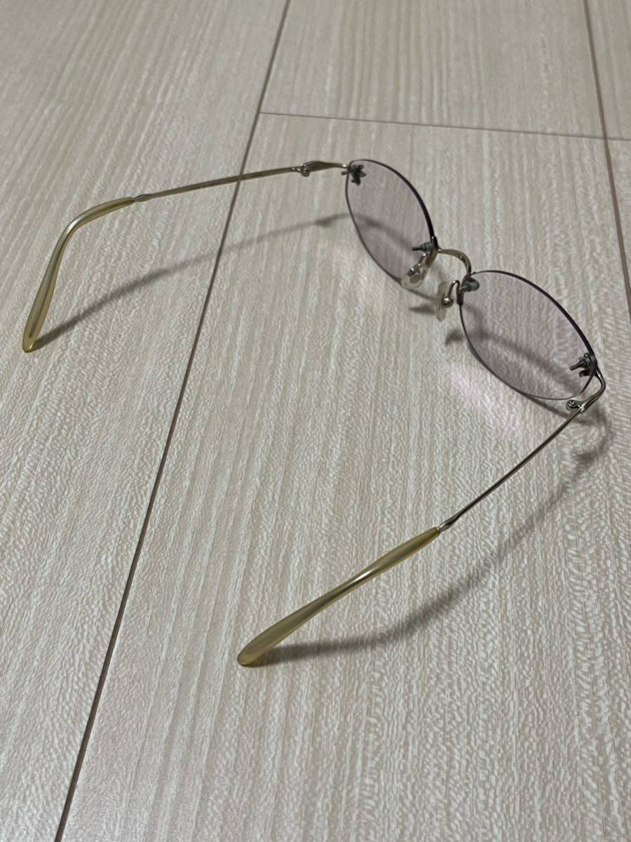 眼鏡 メガネ フレーム K14 刻印 レンズ度入り 約24g 日本製 K14WG ゴールド 金 14金 54□18-135 MIZ_画像8