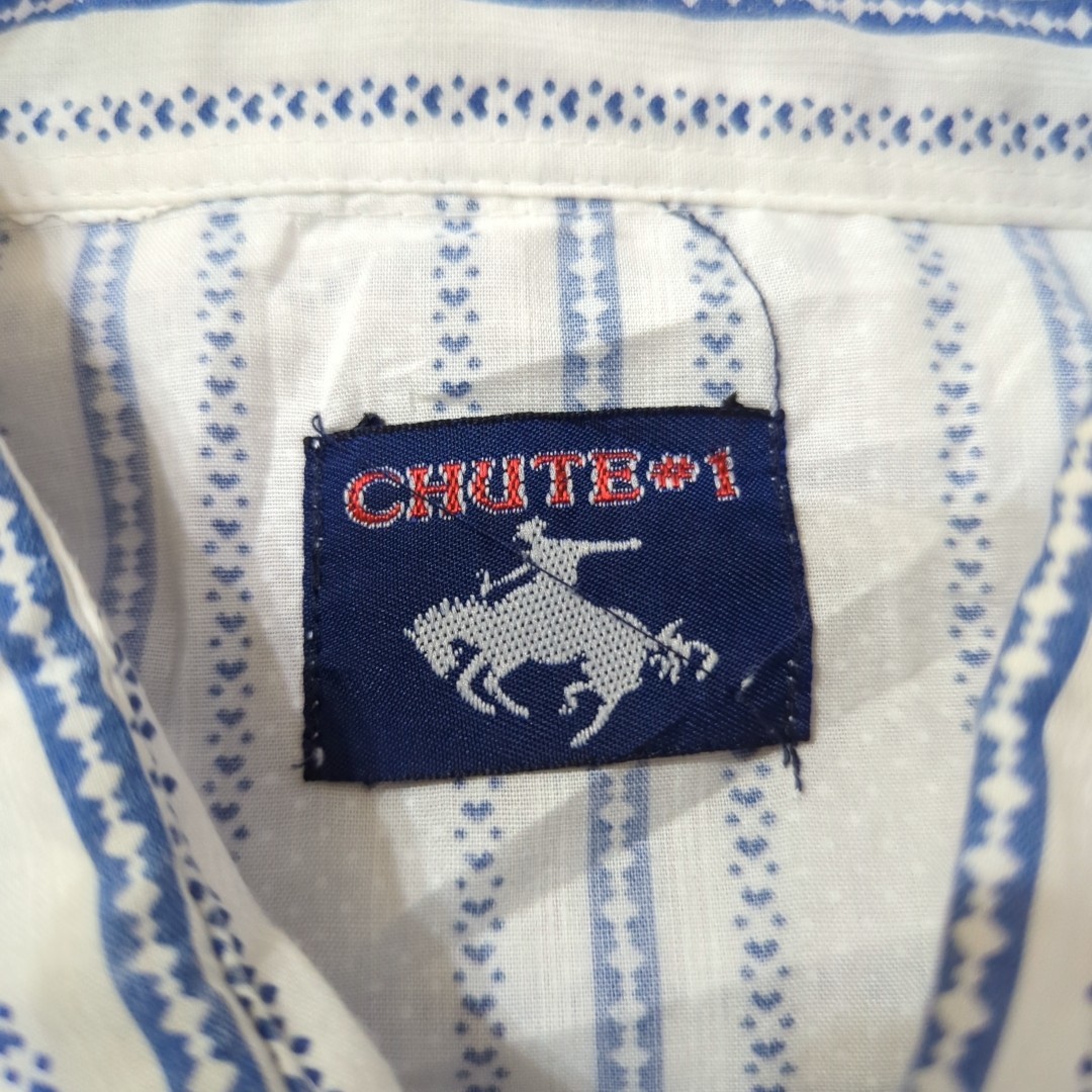 【送料370円】Vintage CHUTE#1 ウエスタンシャツ メンズ L相当 長袖 コットン ストライプ 柄シャツ ハート ヴィンテージ ビンテージ_画像9