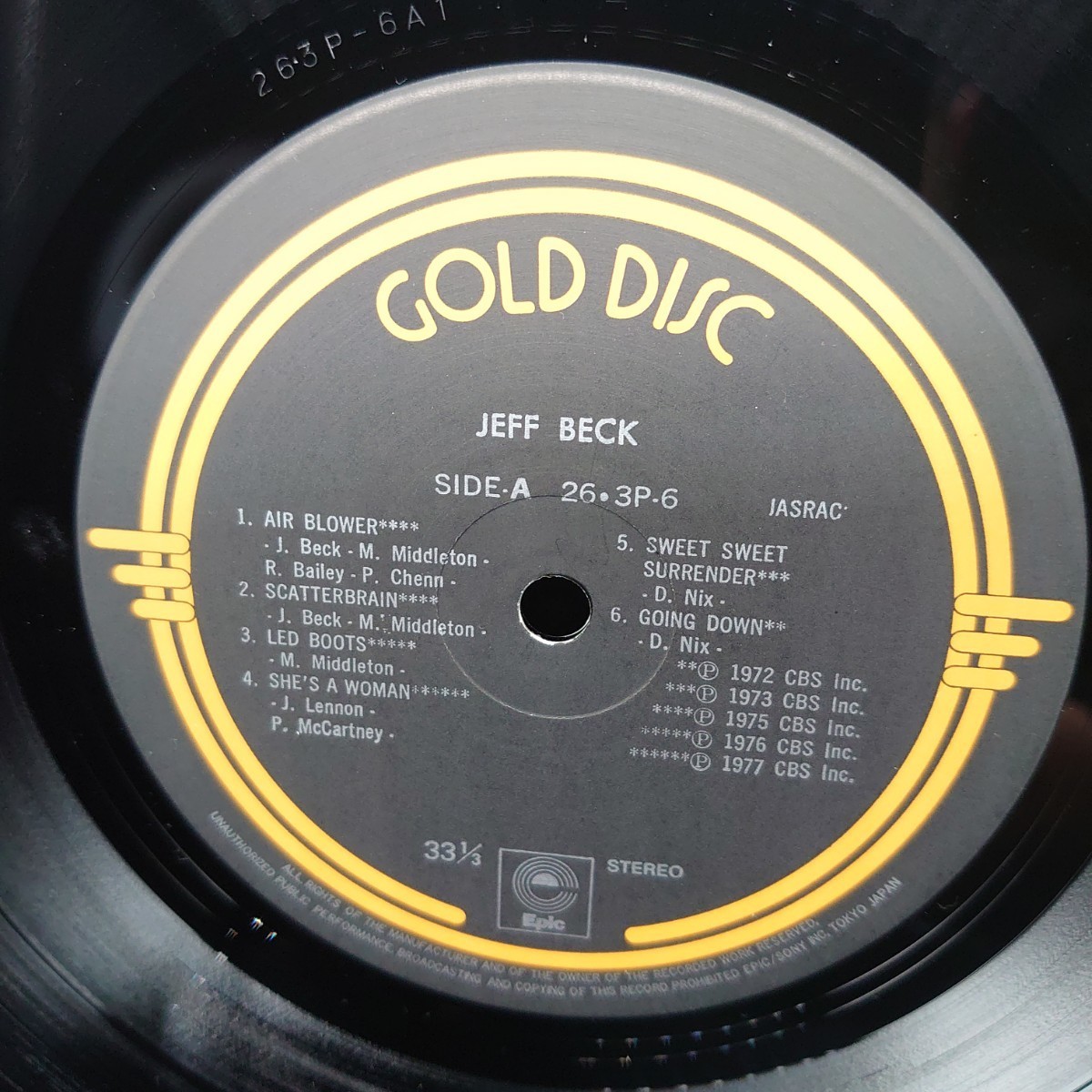 Jeff Beck『Gold Disc』『ゴールド・ディスク』ジェフ・ベック/LP/レコード/#EYLP1887_画像3