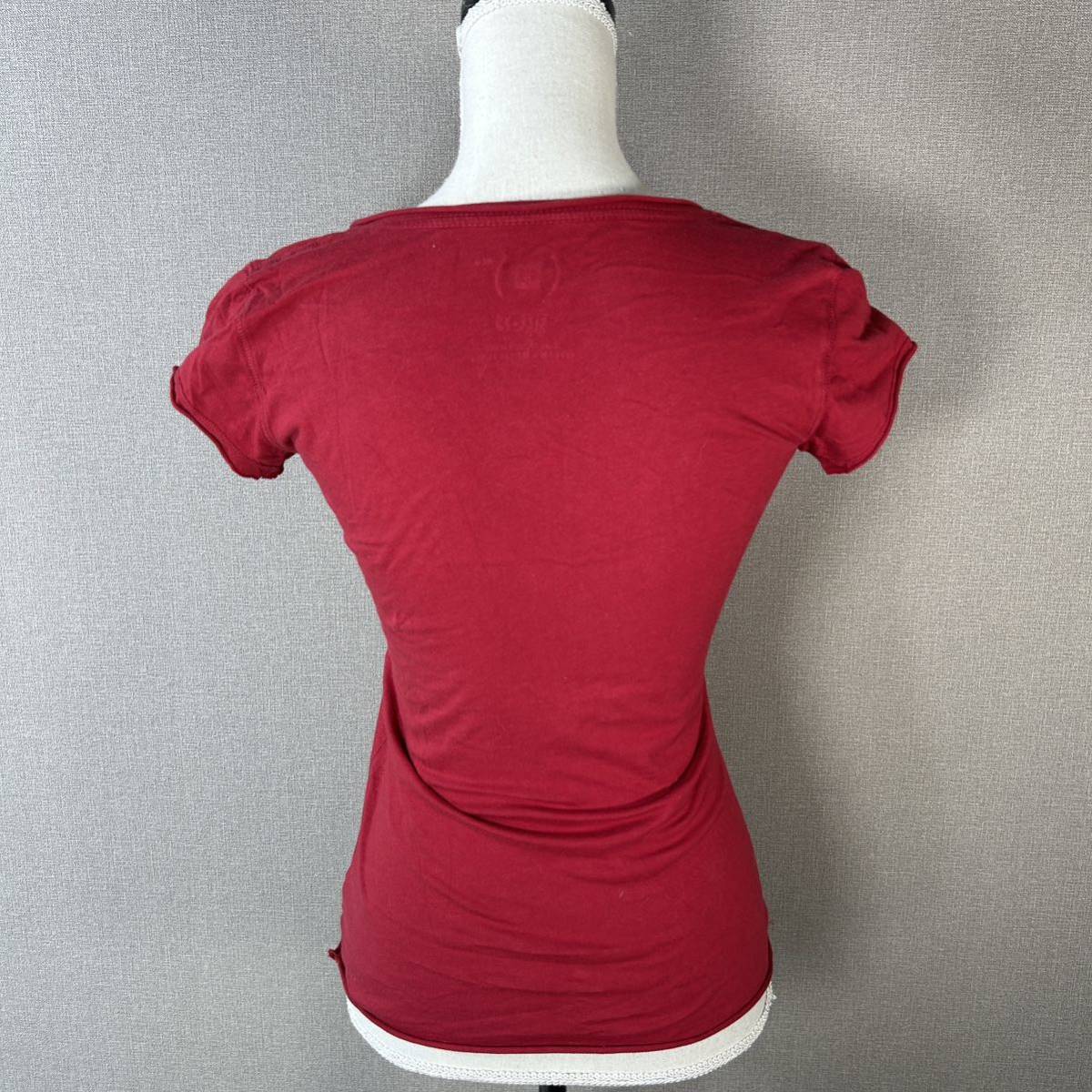 YT0746 Gap ギャップ HONO(RED) Vネック アフリカンコットンTシャツ XSサイズ Y2K 半袖 アフリカ製 コットン100％_画像3