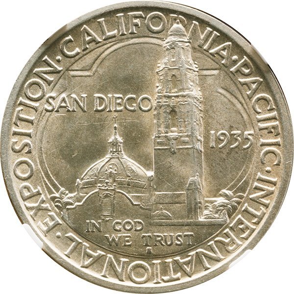 アメリカ　50セント銀貨　1935年S　未使用品　SAN DIEGO　NGC(MS62)_画像3