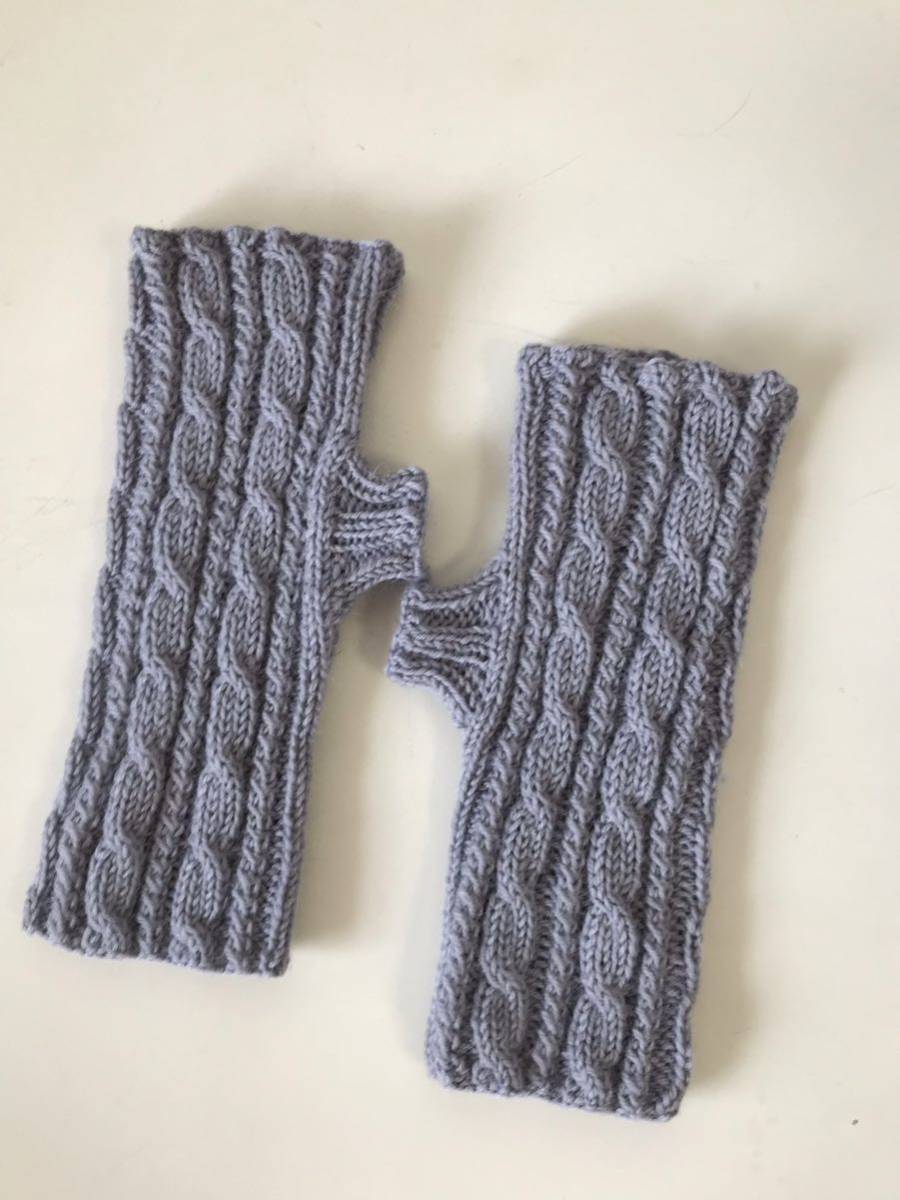手編み☆オパール毛糸の指なし手袋　_画像3