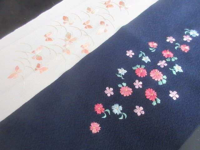 1円 中古 絹 アンティーク 縮緬 刺繍半衿 各色 高級 花々 枝花 まとめて 10点 和装小物 ◆逸品◆【夢職】★★★_画像3