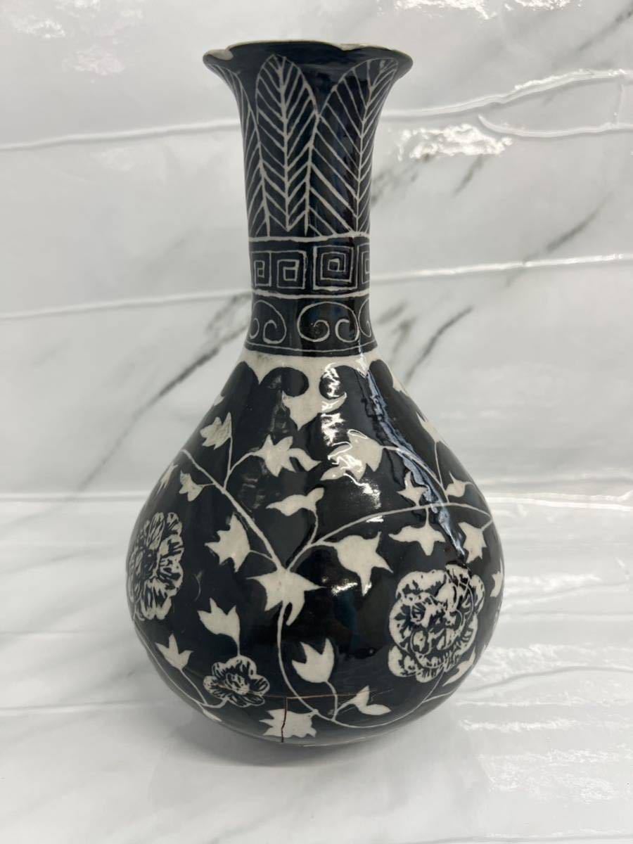 古美術　李朝　李朝時代 高麗花瓶　骨董品　美術品　時代品　古玩　花器　飾壺　置物　高さ 約24.5センチ