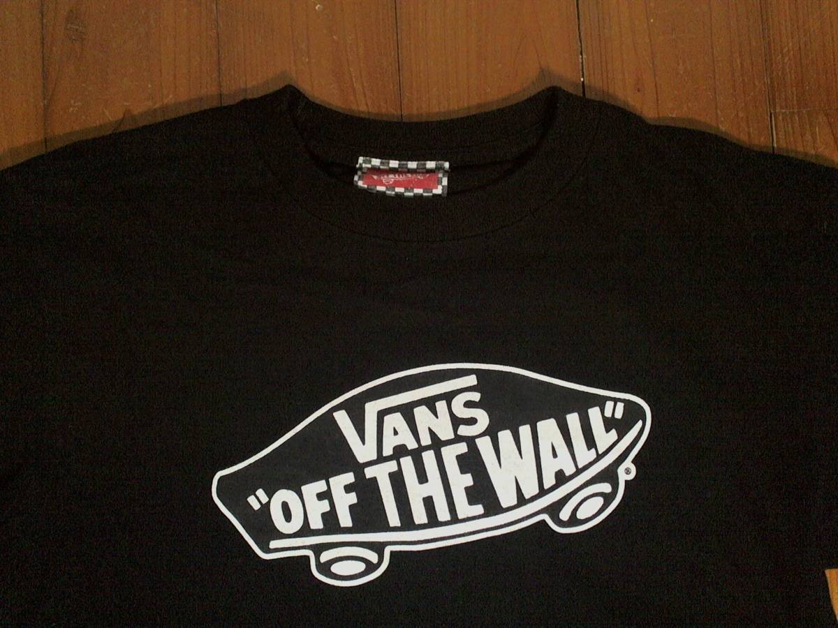 ☆ヴァンズ【VAN `OFF THE WALL`】ロゴプリント　コットン長袖Tシャツ M　黒　ブラック　バンズ_画像2