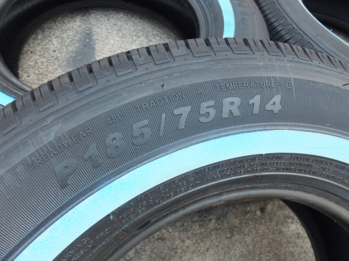 185/75R14 ホワイトリボンタイヤ4本セット　新品 北米スタイル　トラベルスター サマータイヤ TRAVELSTAR 　14インチ　_画像2