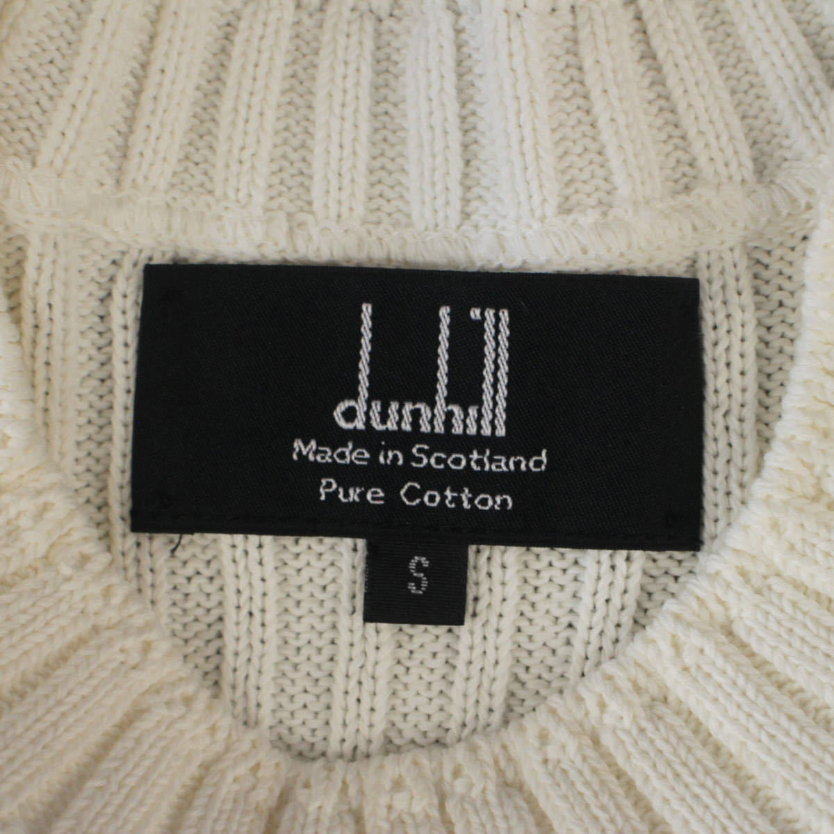 スコットランド製 dunhill ダンヒル コットン リブ編み ニット セーター S _画像3