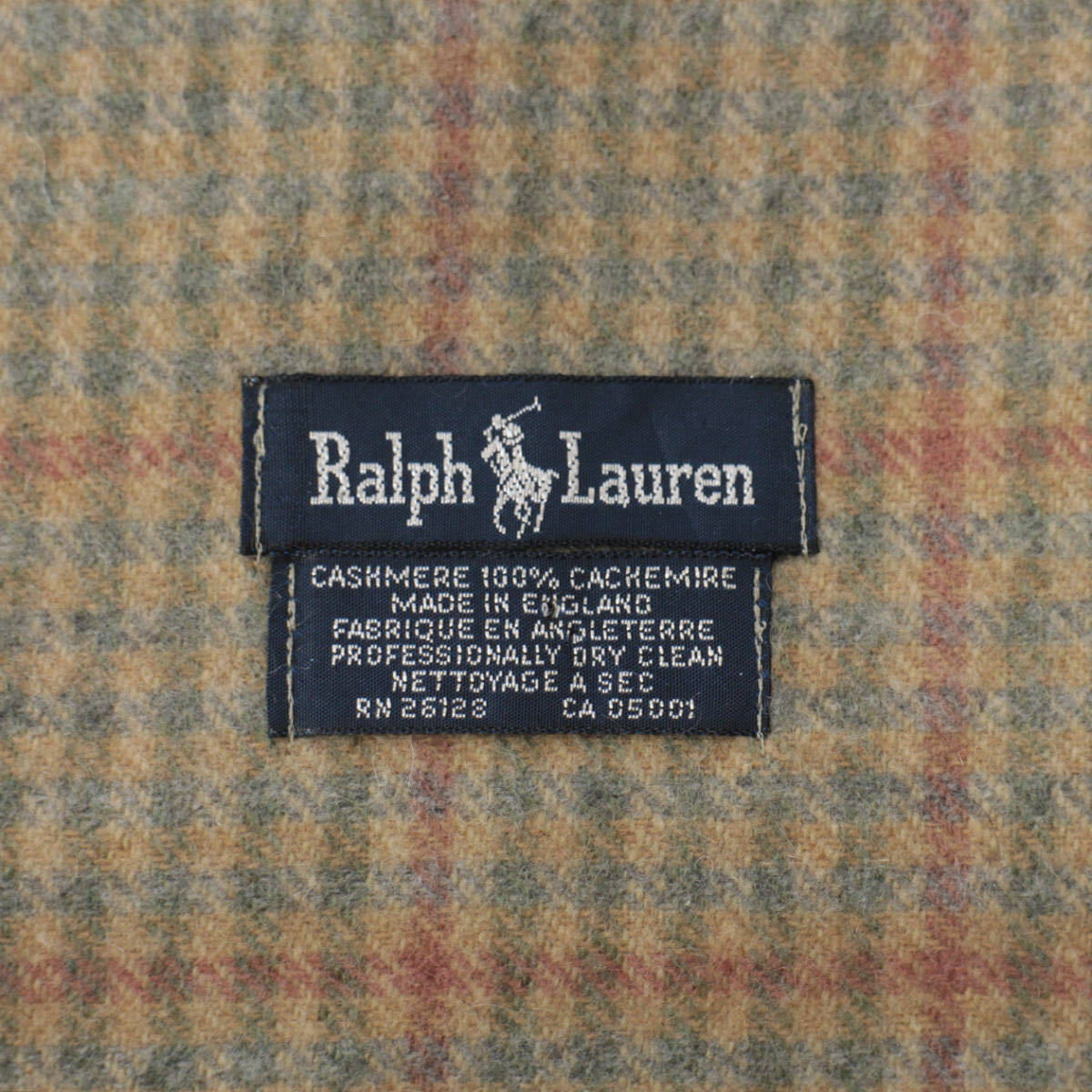 英国製 RALPH LAUREN ラルフローレン カシミヤ 大判 ストール マフラー チェック _画像2